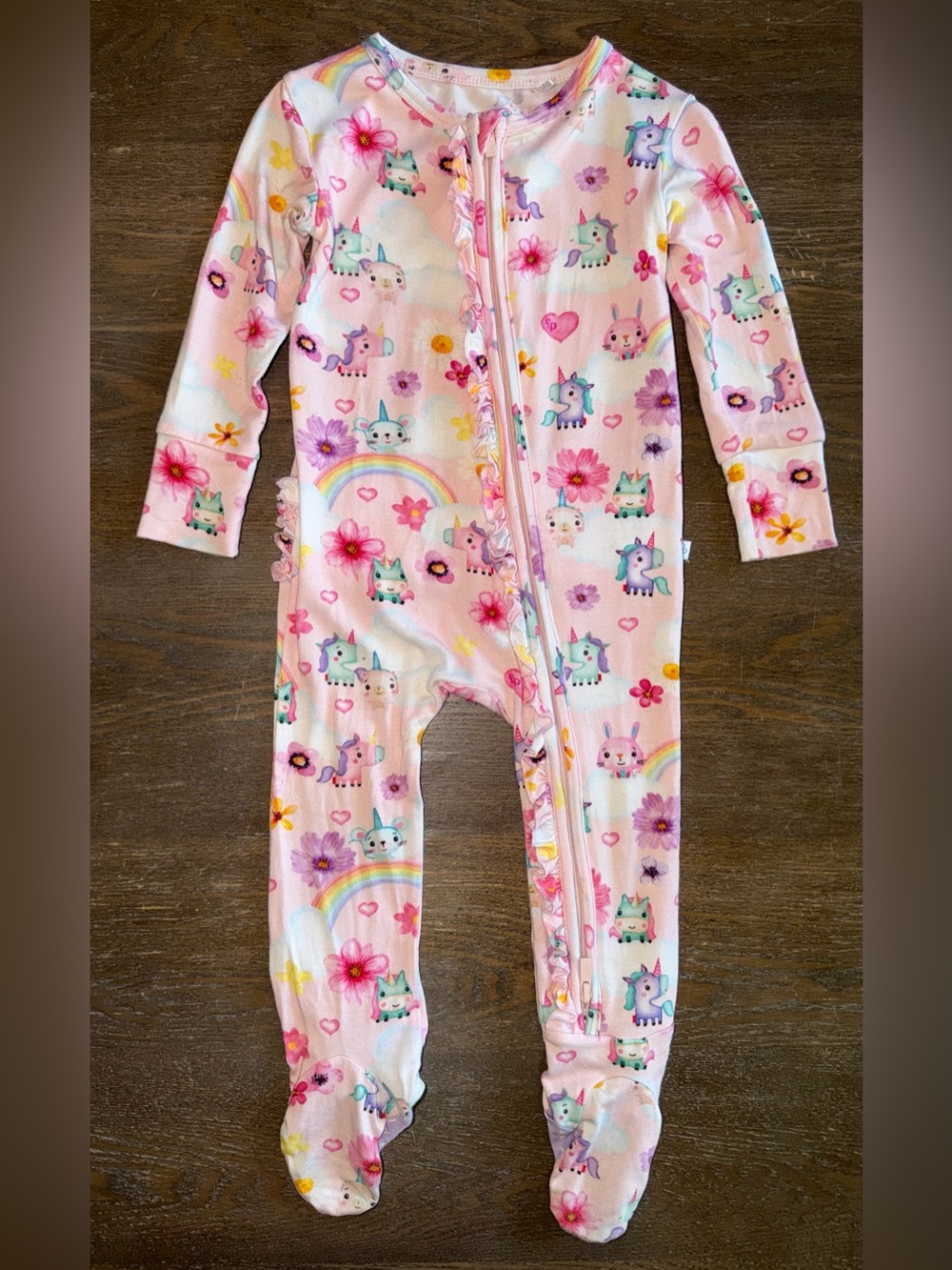 Posh Peanut Fisher Price Unicorns Ruffle Zip Footie size 12-18 mo